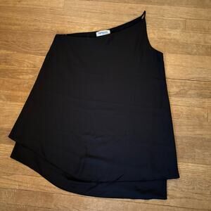 NWT Impressions black one shoulder long camisole tunic blouse size large L b30